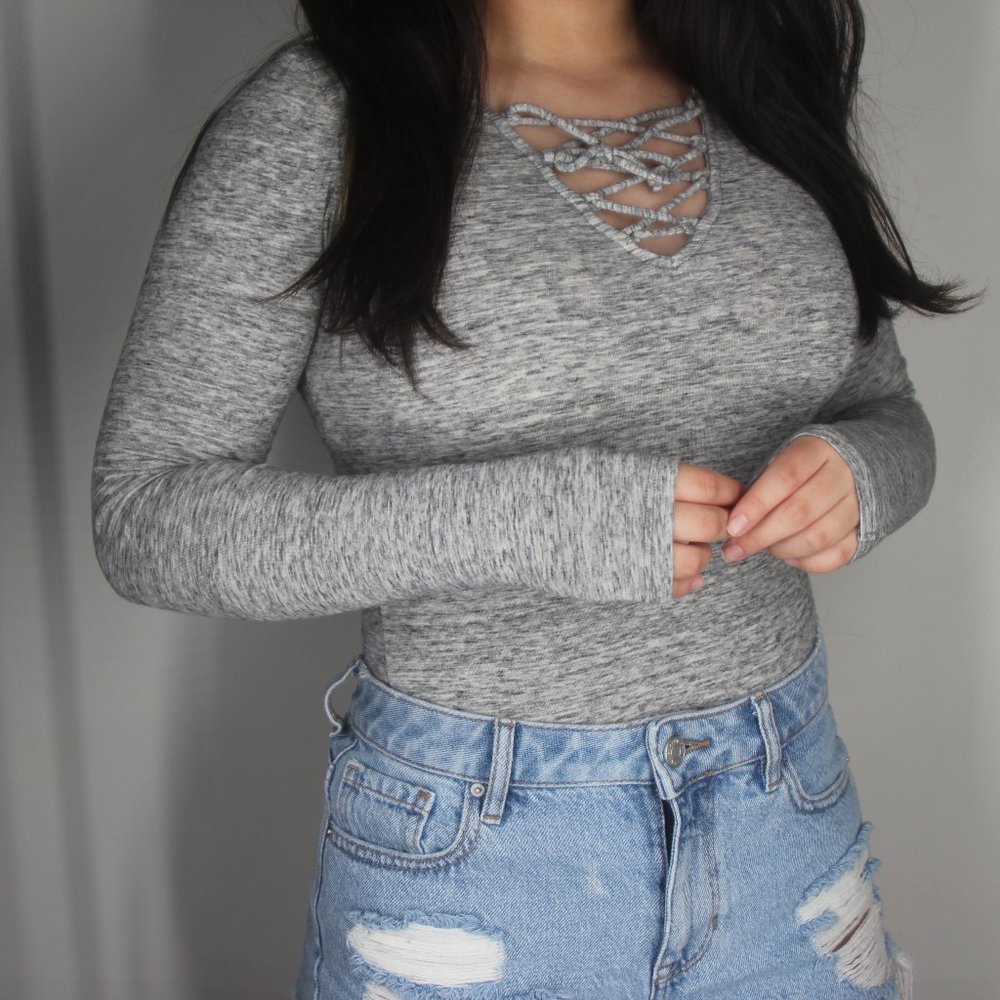 Criss Cross Design Long-Sleeve Shirt